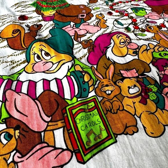 VTG Disney Store Snow White And The Seven Dwarfs Christmas Single Stich T-Shirt - Picture 3 of 10